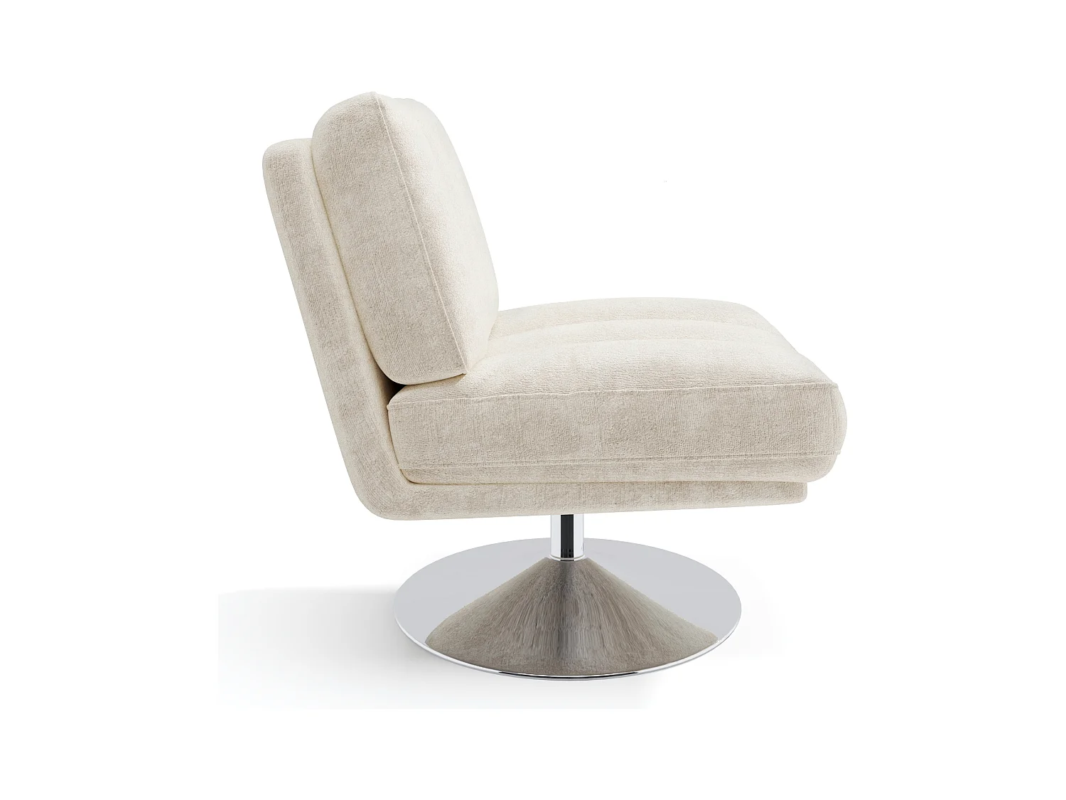 Fauteuil de salon pivotant pied chrome velours texturé écru TIMELESS