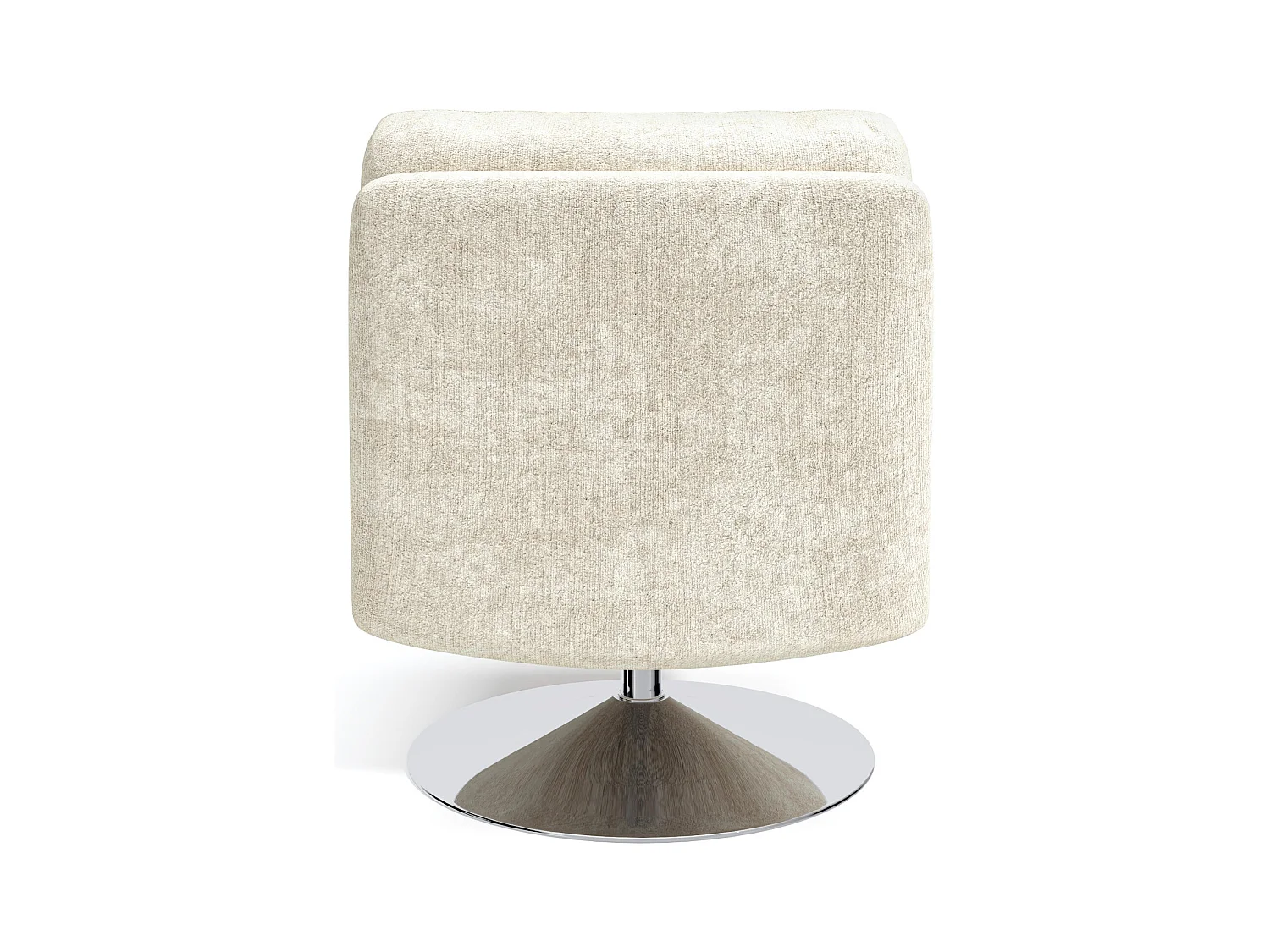 Fauteuil de salon pivotant pied chrome velours texturé écru TIMELESS