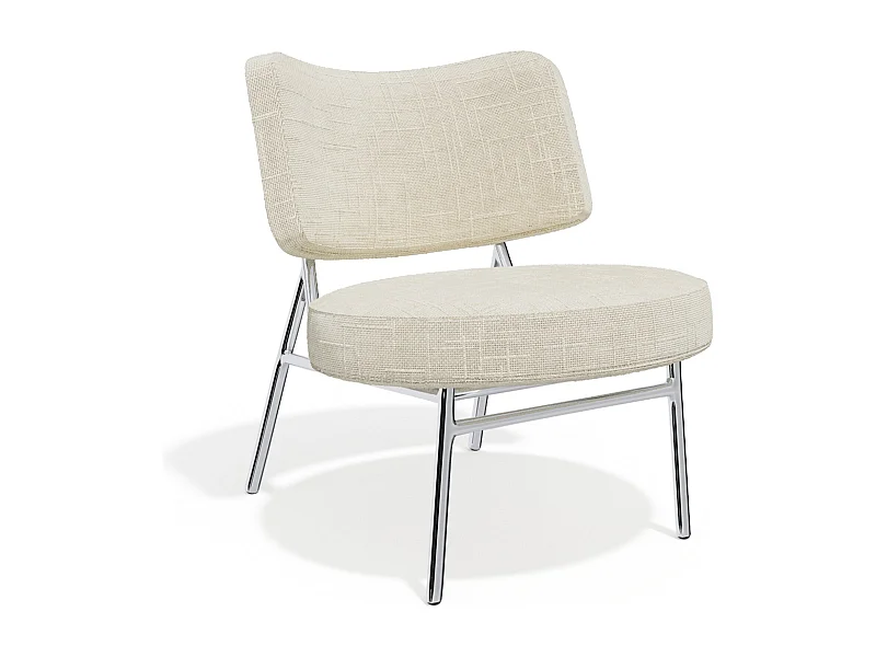 Fauteuil de salon velours tramé crème IGGY