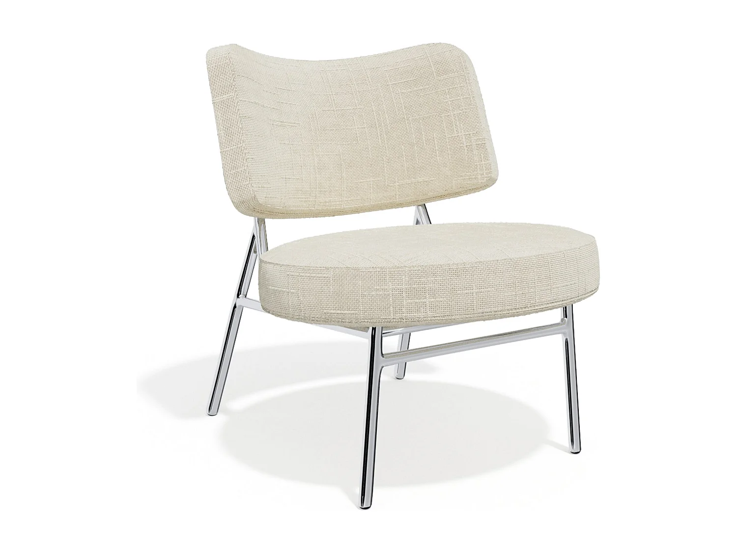 Fauteuil de salon velours tramé crème IGGY