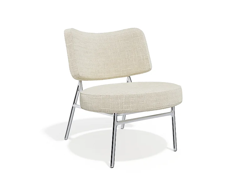 Fauteuil de salon IGGY en velours tramé crème 60x71cm