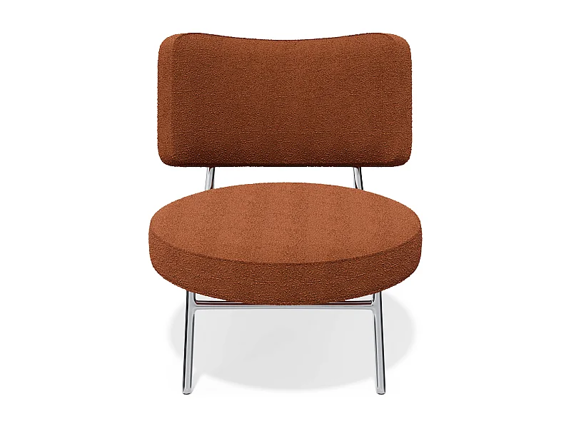 Fauteuil de salon tissu bouclette terracotta IGGY