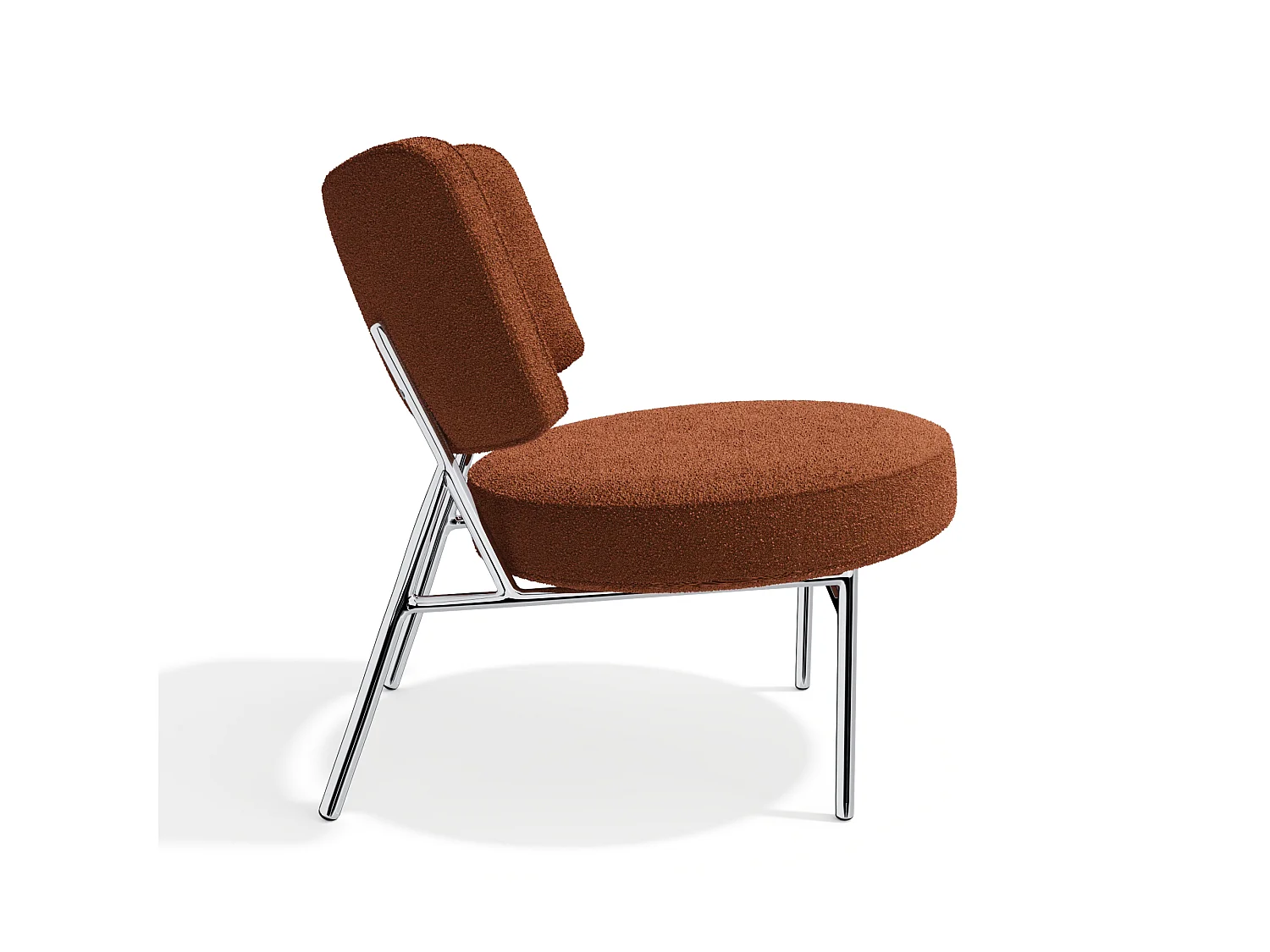 Fauteuil de salon IGGY en tissu bouclette terracotta