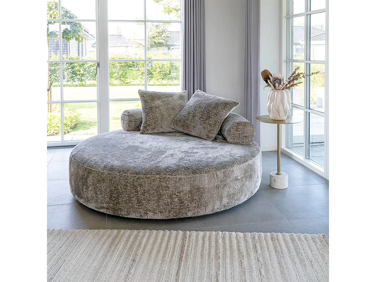 SIKINOS - Fauteuil Lounge en Tissu Microfibre Beige avec Coussins