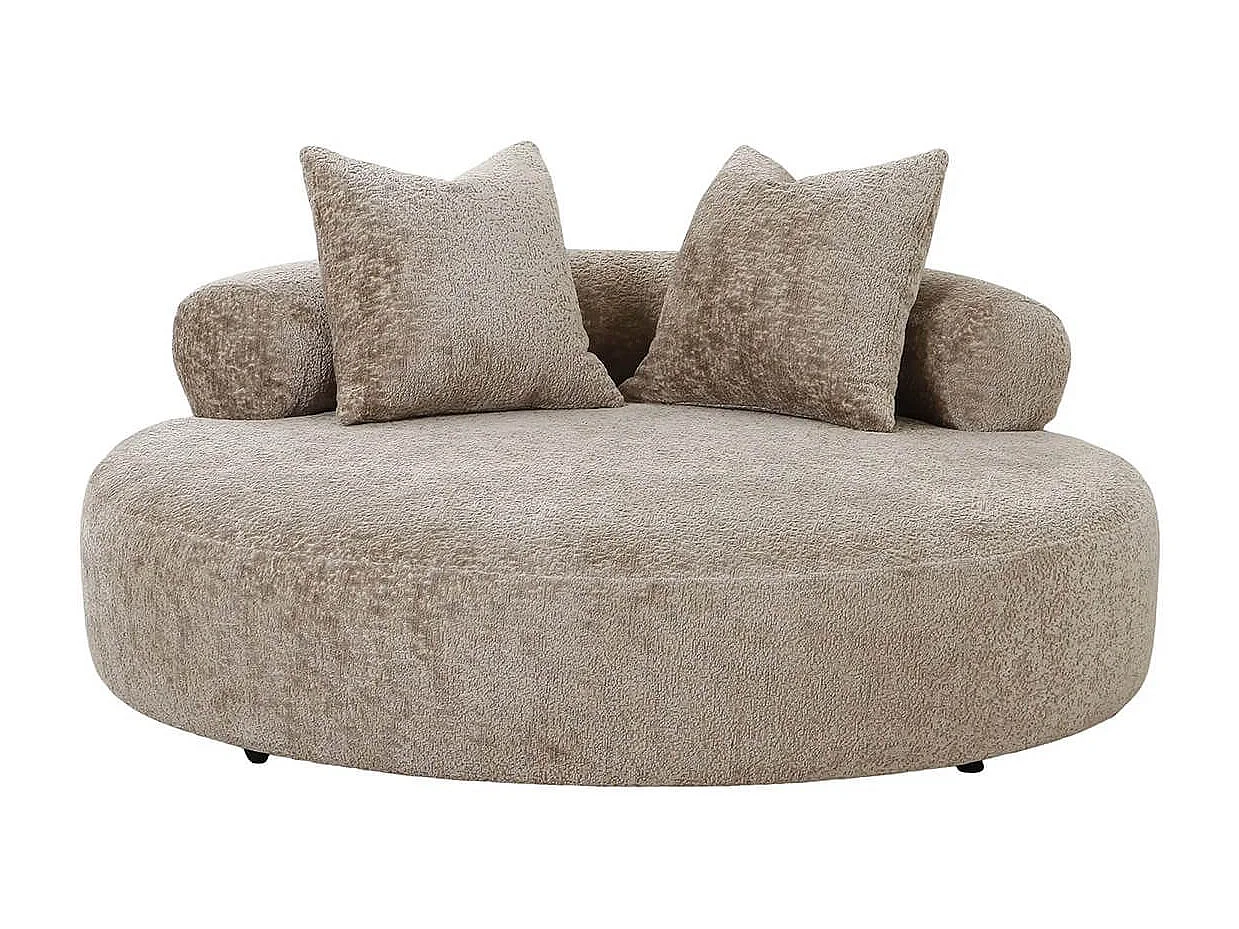 SIKINOS - Fauteuil Lounge en Tissu Microfibre Beige avec Coussins