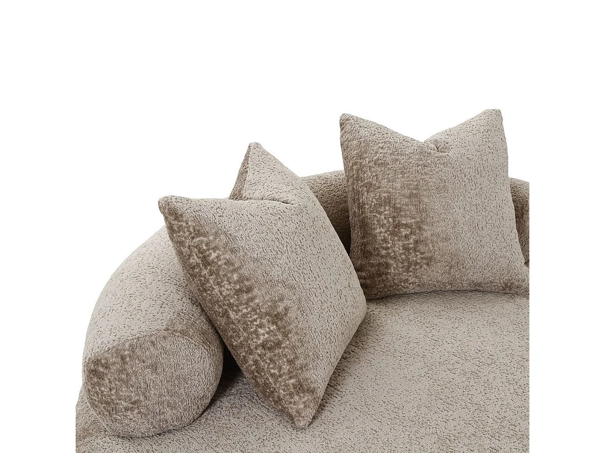 SIKINOS - Fauteuil Lounge en Tissu Microfibre Beige avec Coussins