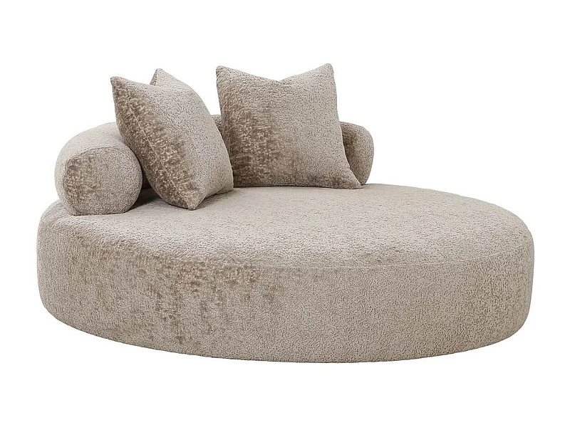 SIKINOS - Fauteuil Lounge en Tissu Microfibre Beige avec Coussins