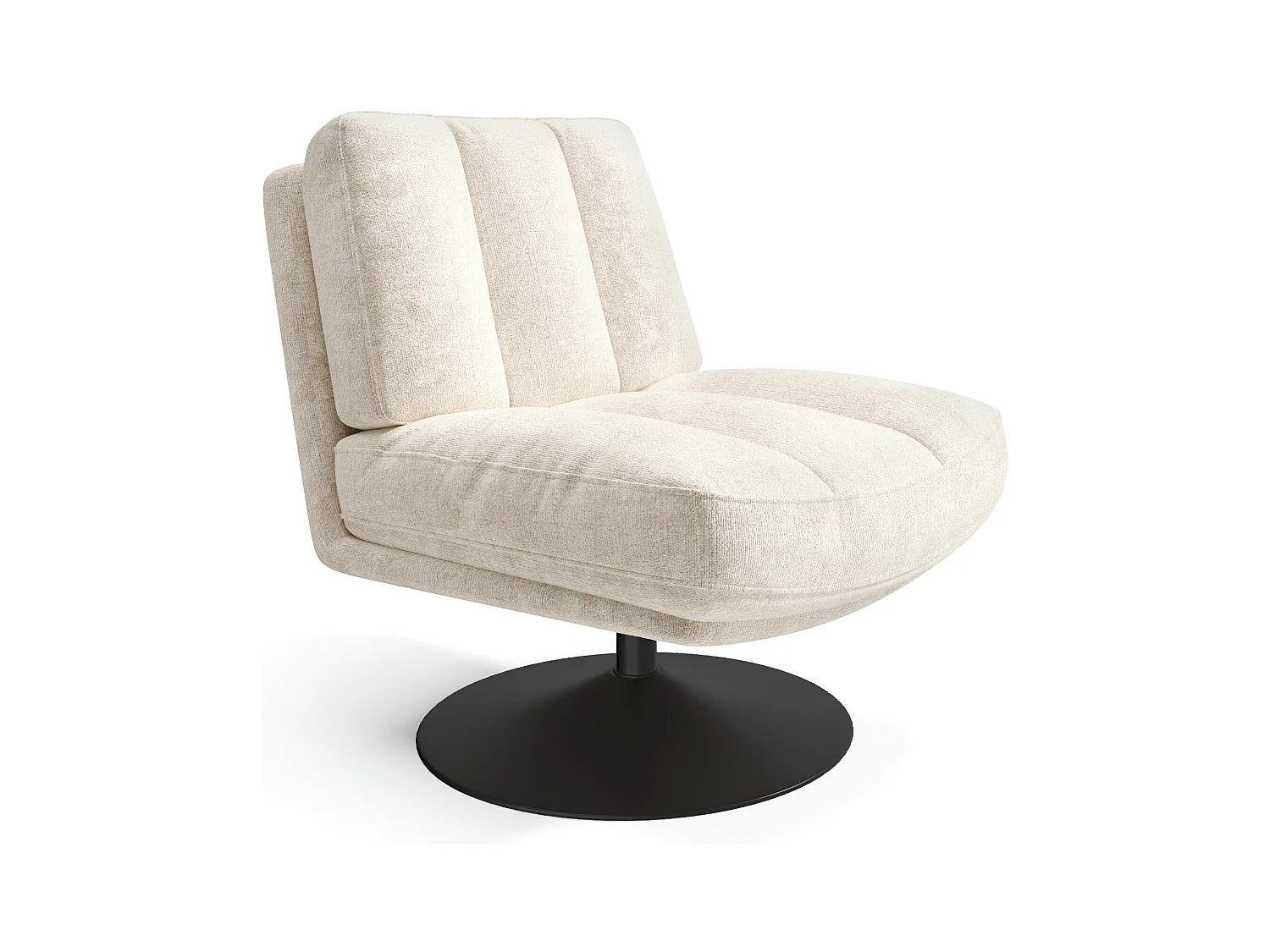 Fauteuil pivotant pied noir velours texturé écru TIMELESS