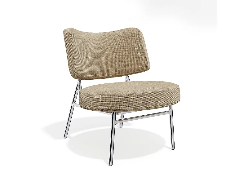 Fauteuil de salon velours tramé taupe IGGY