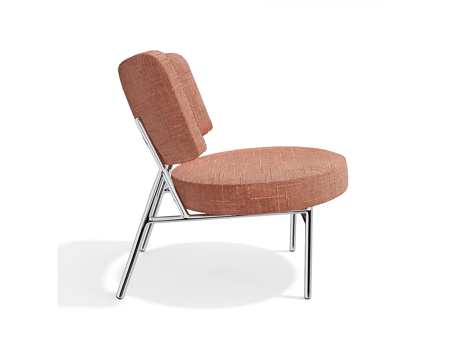 Fauteuil de salon IGGY en velours tramé rose vintage