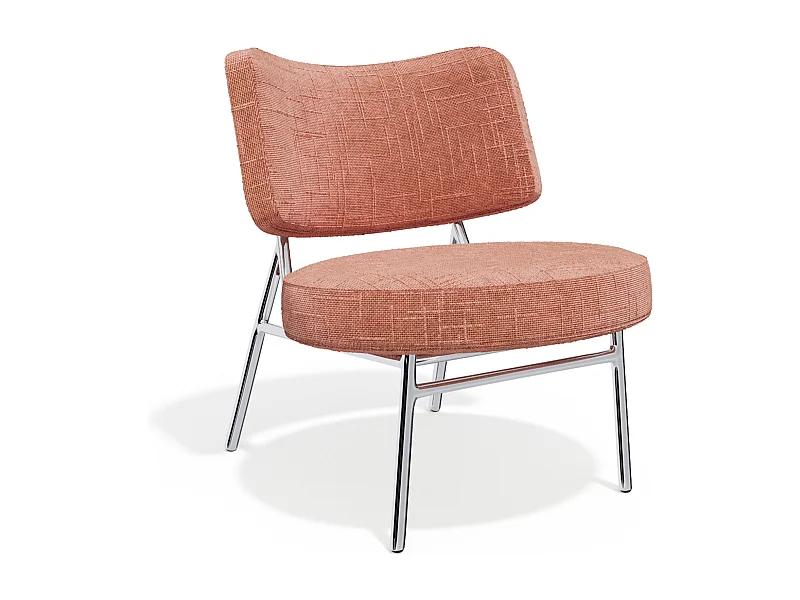 Fauteuil de salon velours tramé rose vintage IGGY