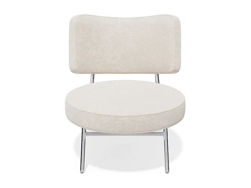 Fauteuil de salon velours côtelé écru IGGY