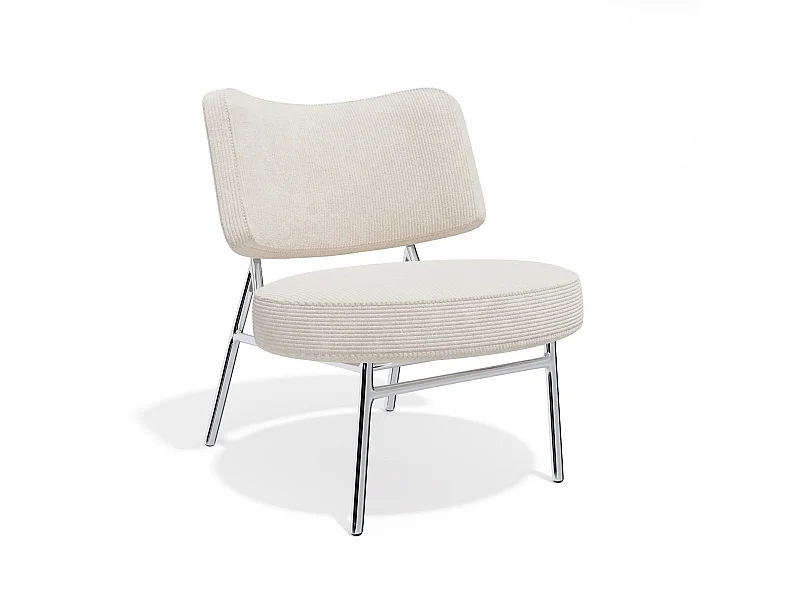 Fauteuil de salon velours côtelé écru IGGY