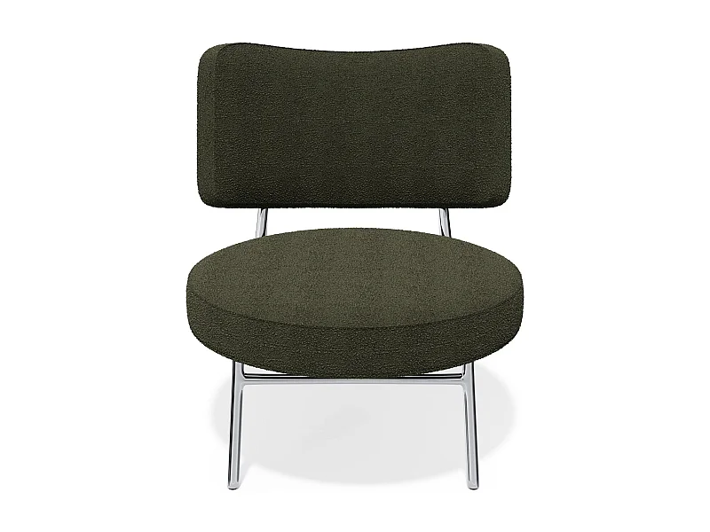 Fauteuil de salon tissu bouclette kaki IGGY