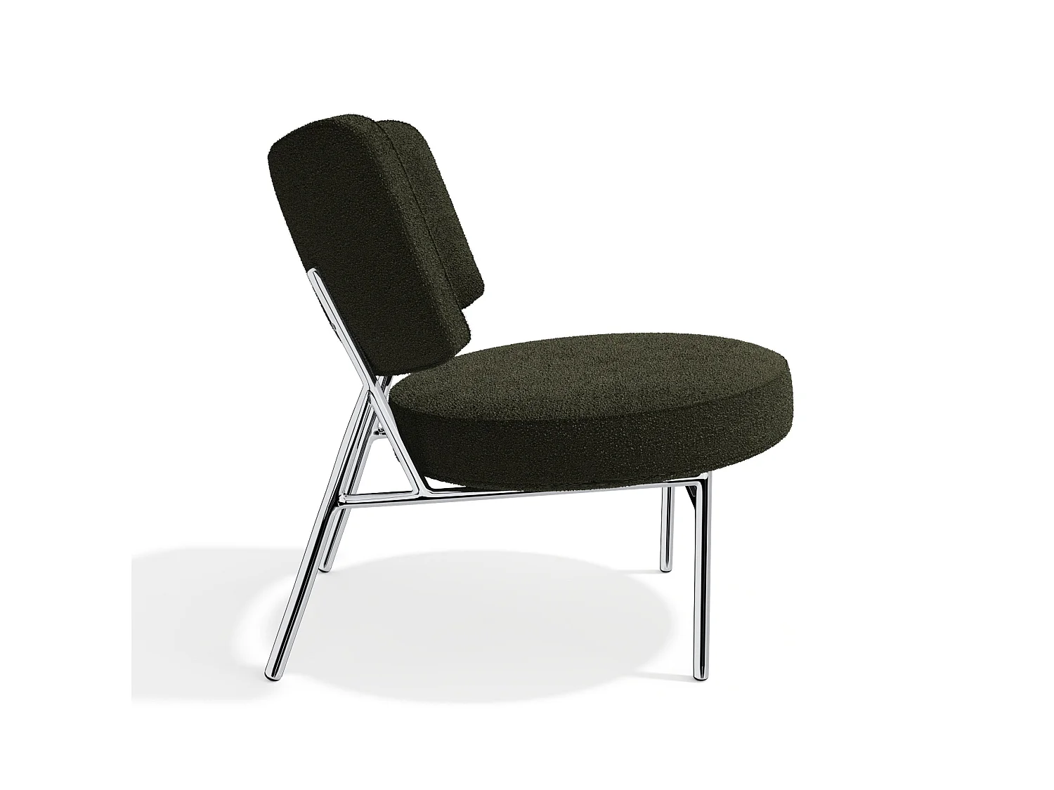 Fauteuil de salon IGGY en tissu bouclette kaki