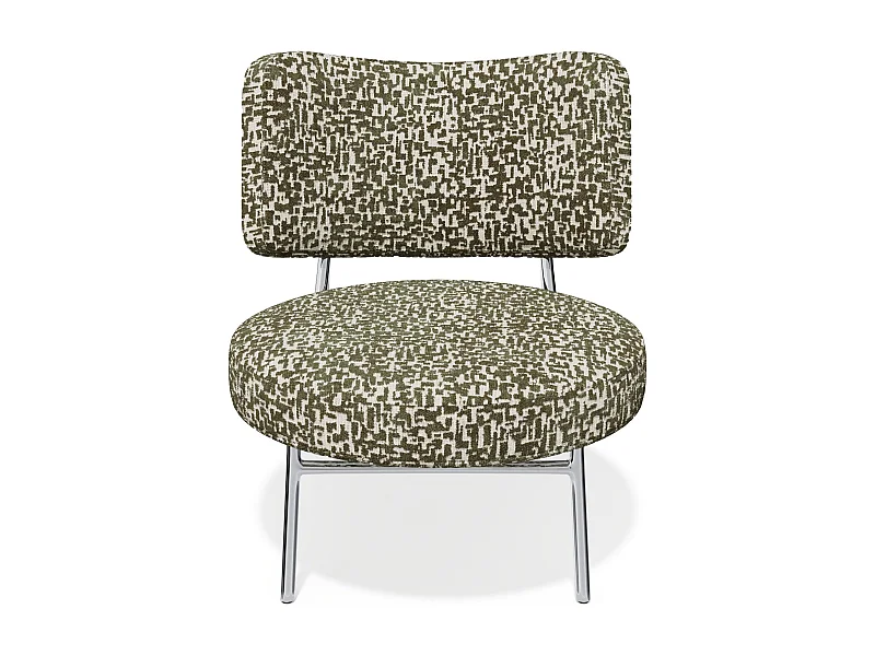 Fauteuil de salon tissu texturé à motifs kaki IGGY