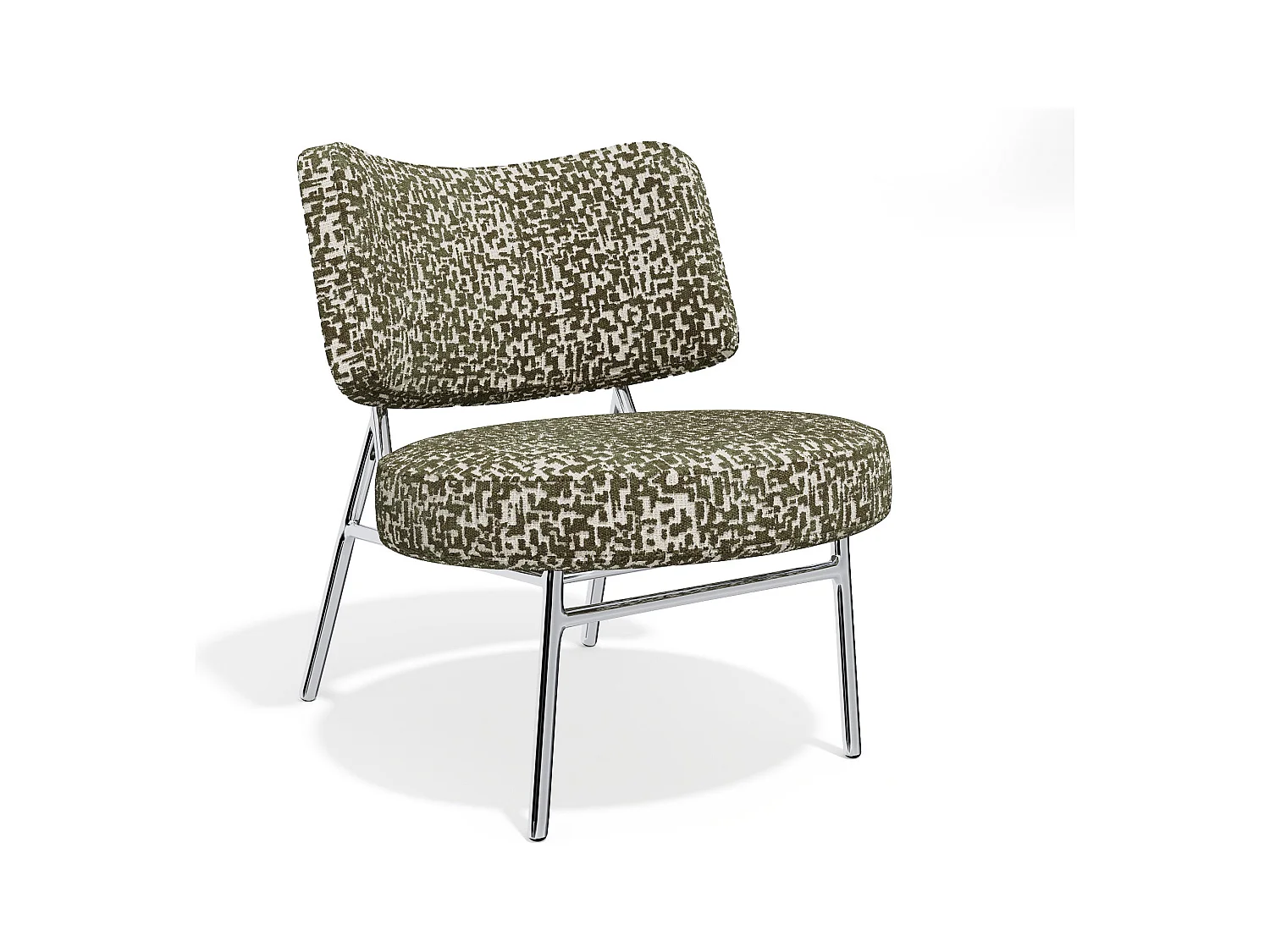 Fauteuil de salon tissu texturé à motifs kaki IGGY