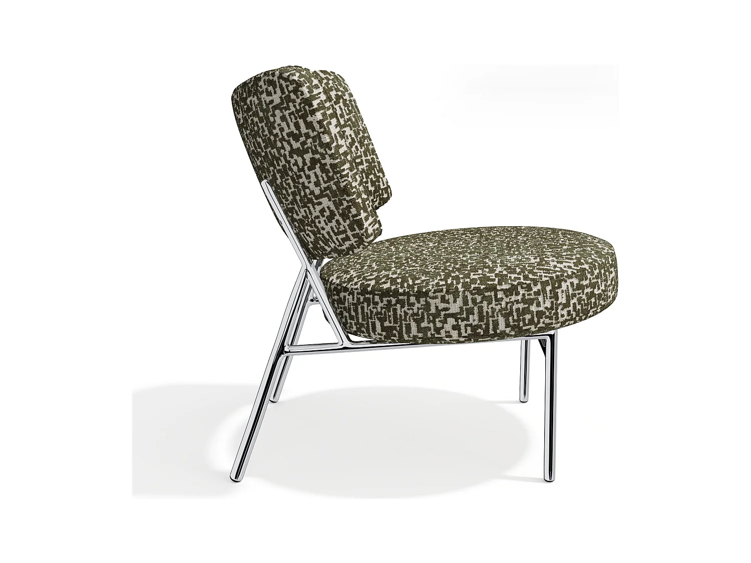 Fauteuil de salon tissu texturé à motifs kaki IGGY