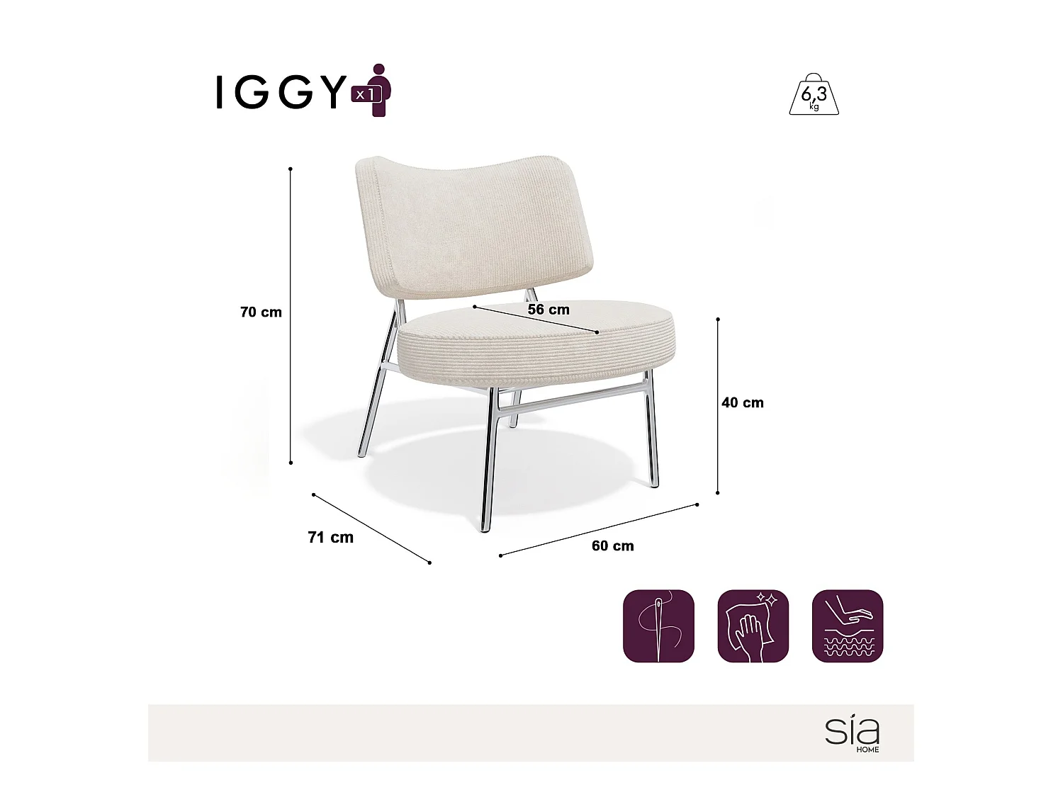 Fauteuil de salon tissu texturé à motifs kaki IGGY