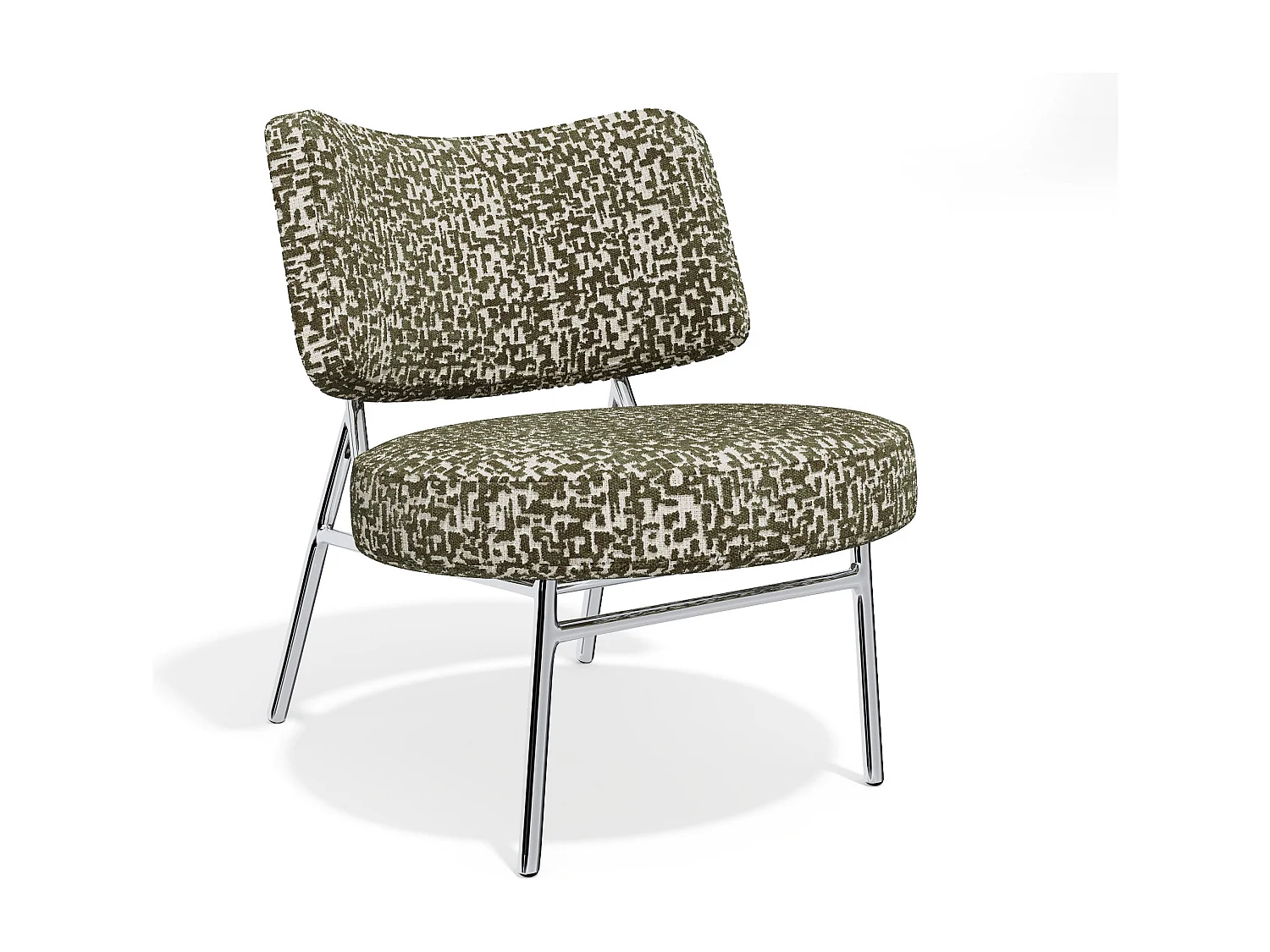 Fauteuil de salon tissu texturé à motifs kaki IGGY