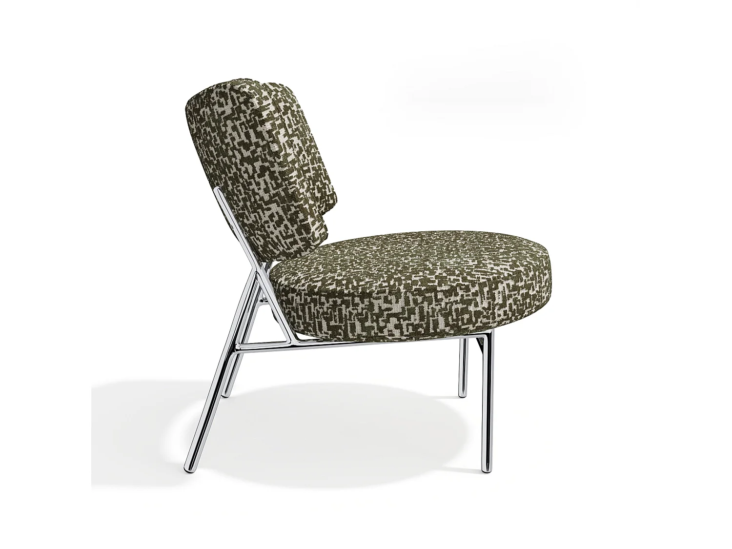 Fauteuil de salon IGGY en tissu texturé à motif kaki