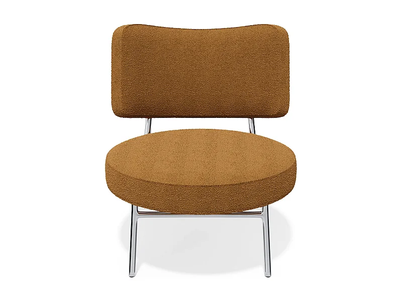 Fauteuil de salon tissu bouclette moutarde IGGY