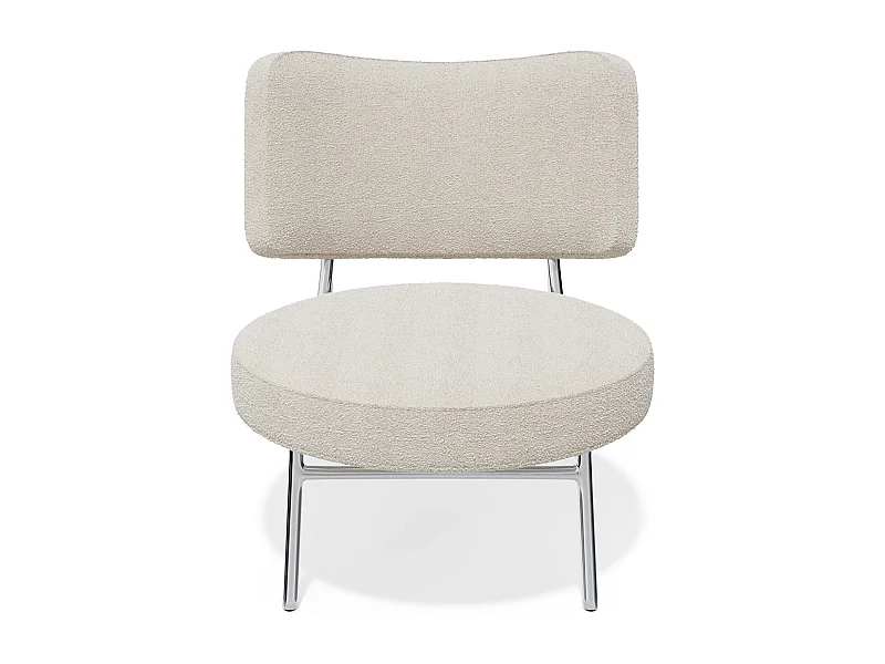Fauteuil de salon tissu bouclette crème IGGY