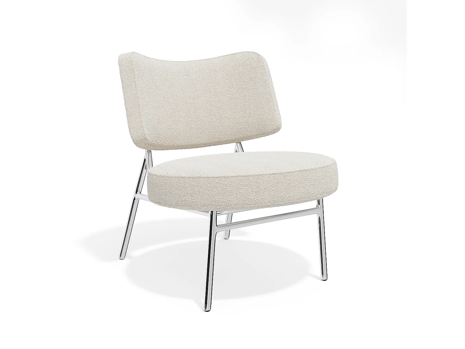 Fauteuil de salon IGGY en tissu bouclette crème 60x71cm