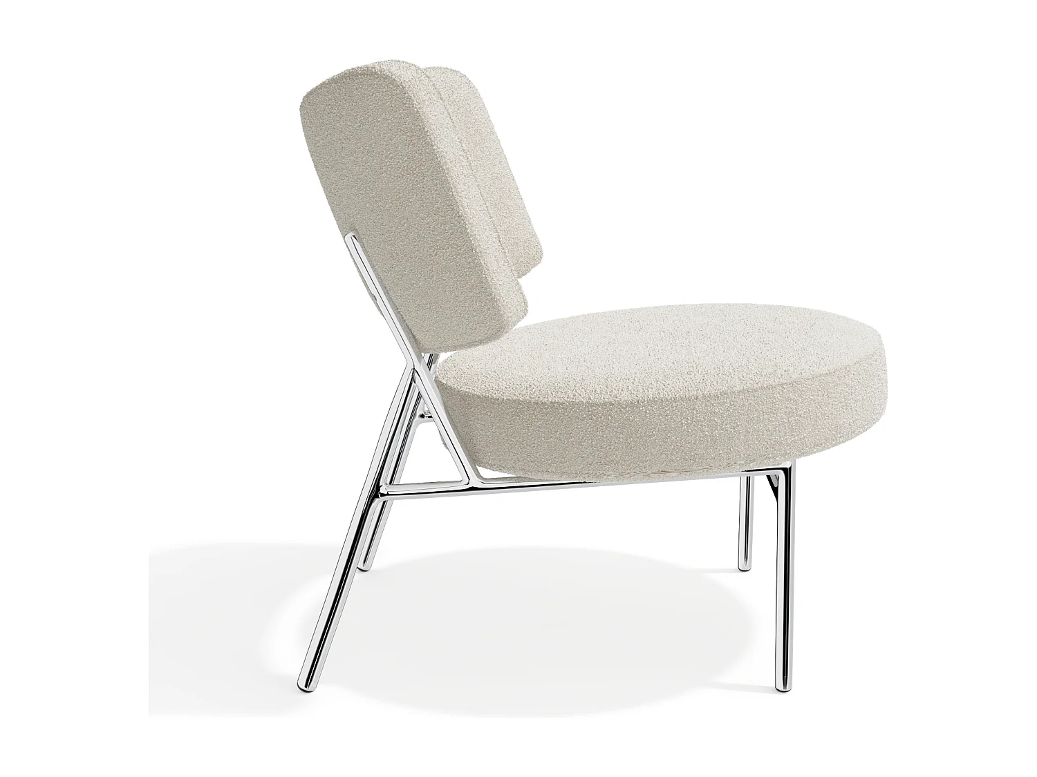 Fauteuil de salon IGGY en tissu bouclette crème 60x71cm