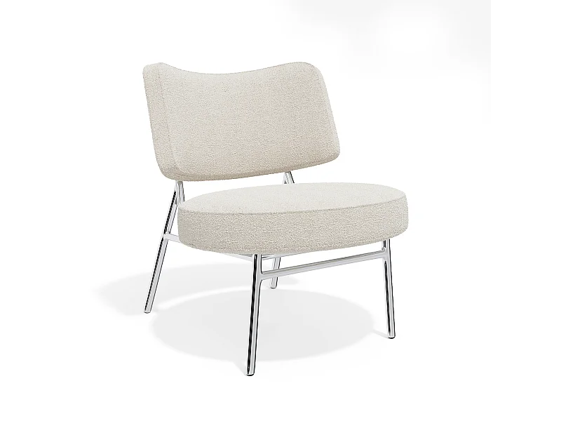 Fauteuil de salon tissu bouclette crème IGGY