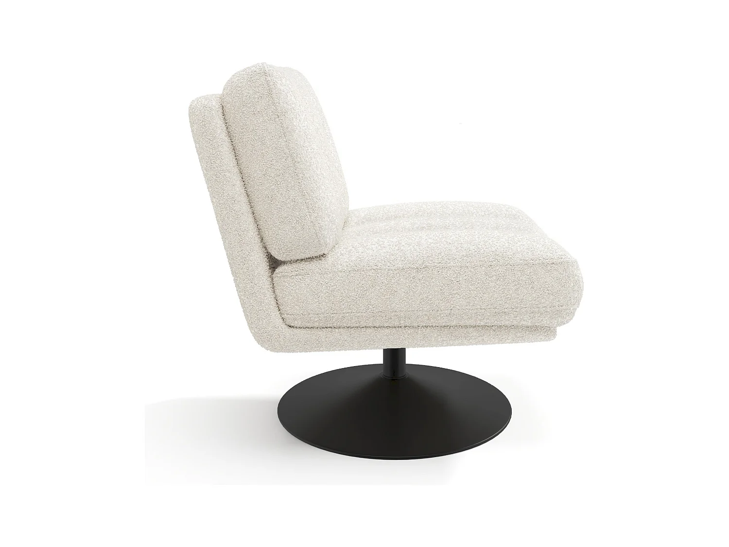 Fauteuil de salon pivotant pied noir tissu bouclette écru TIMELESS