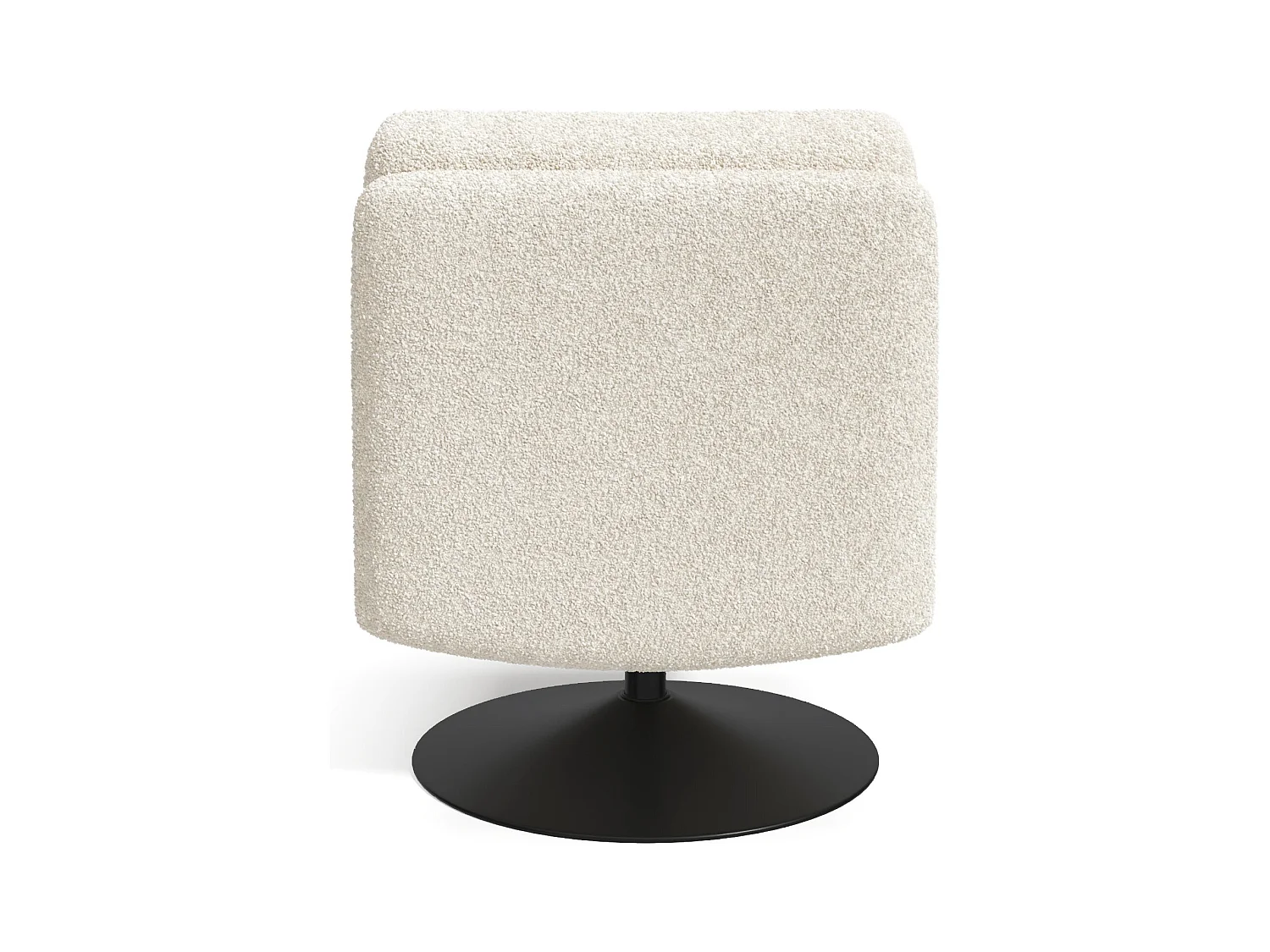 Fauteuil de salon pivotant pied noir tissu bouclette écru TIMELESS