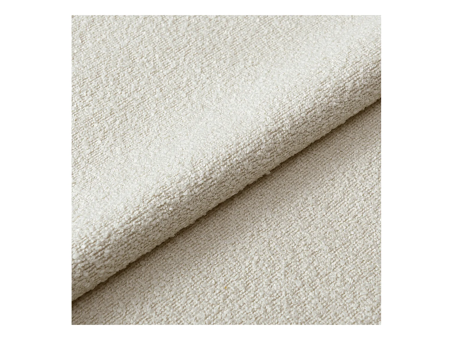 Fauteuil de salon pivotant pied noir tissu bouclette écru TIMELESS