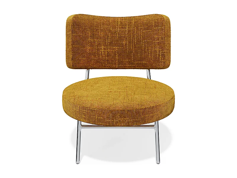 Fauteuil de salon velours tramé moutarde IGGY