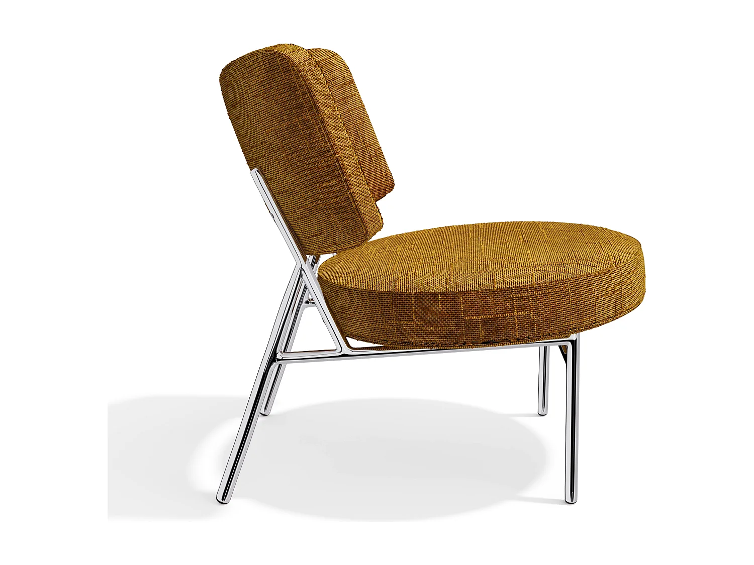 Fauteuil de salon velours tramé moutarde IGGY