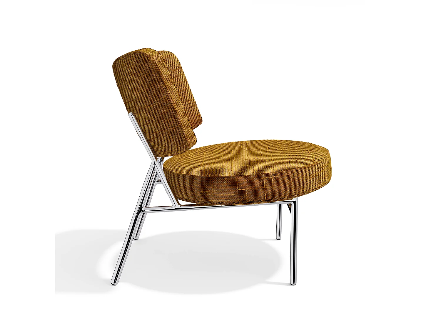 Fauteuil de salon IGGY en velours tramé moutarde