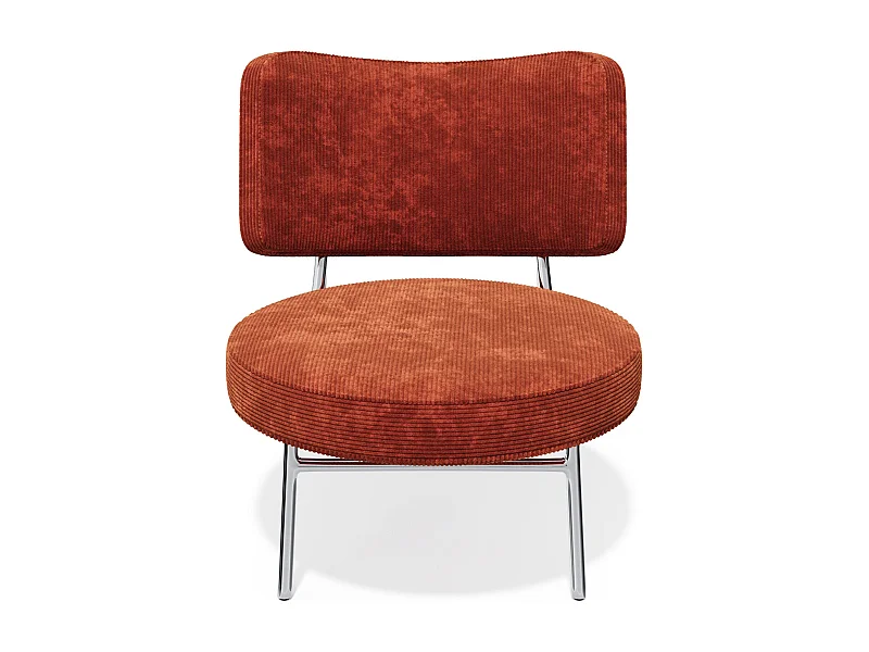 Fauteuil de salon velours côtelé orange rétro IGGY