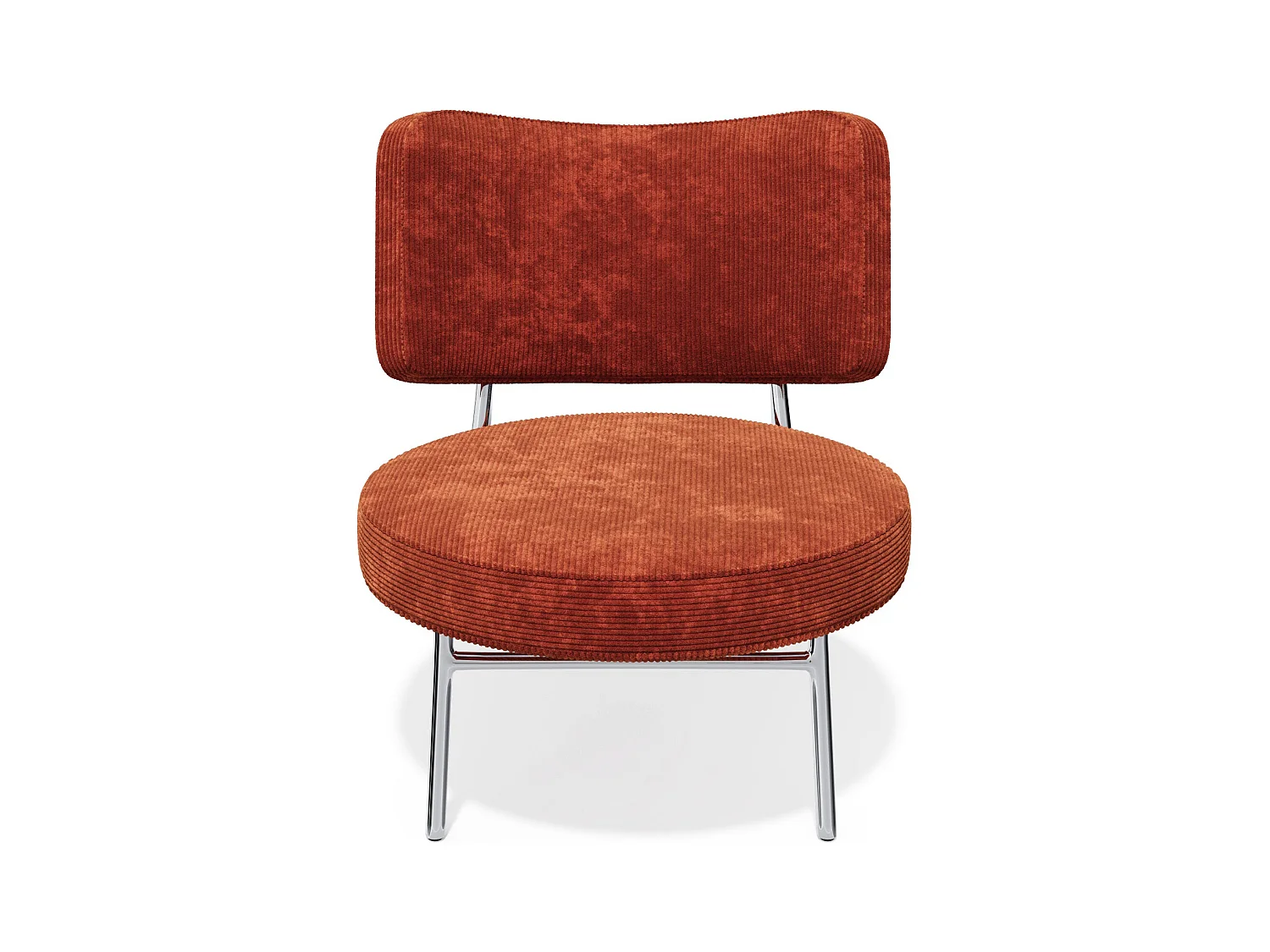 Fauteuil de salon velours côtelé orange rétro IGGY