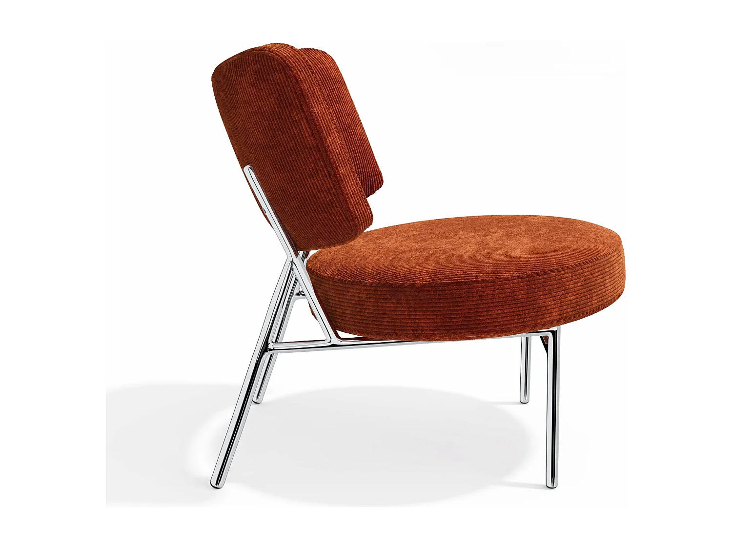 Fauteuil de salon velours côtelé orange rétro IGGY