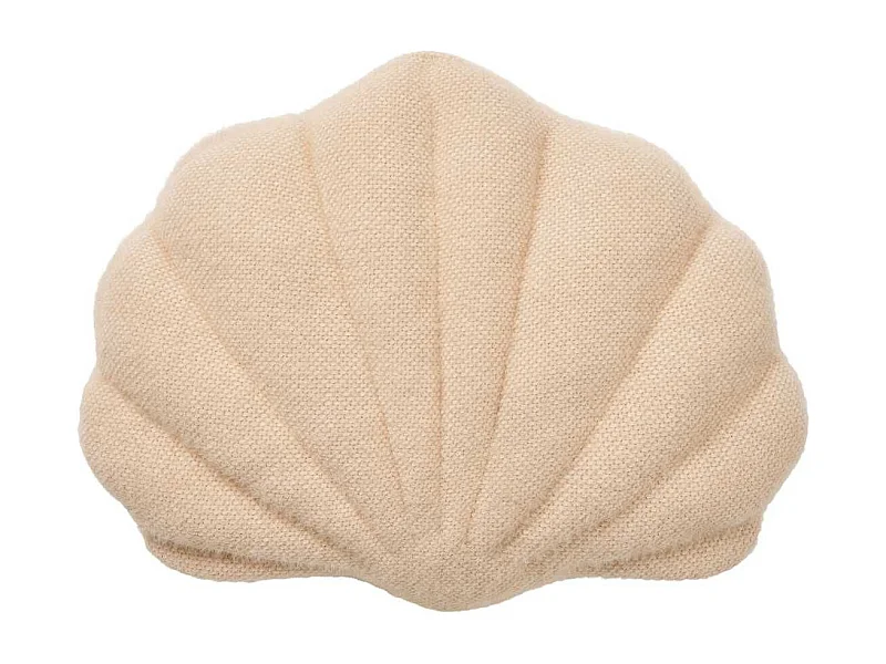 Coussin Déco Forme coquillage tissu Bouclettes Beige - ONDINE