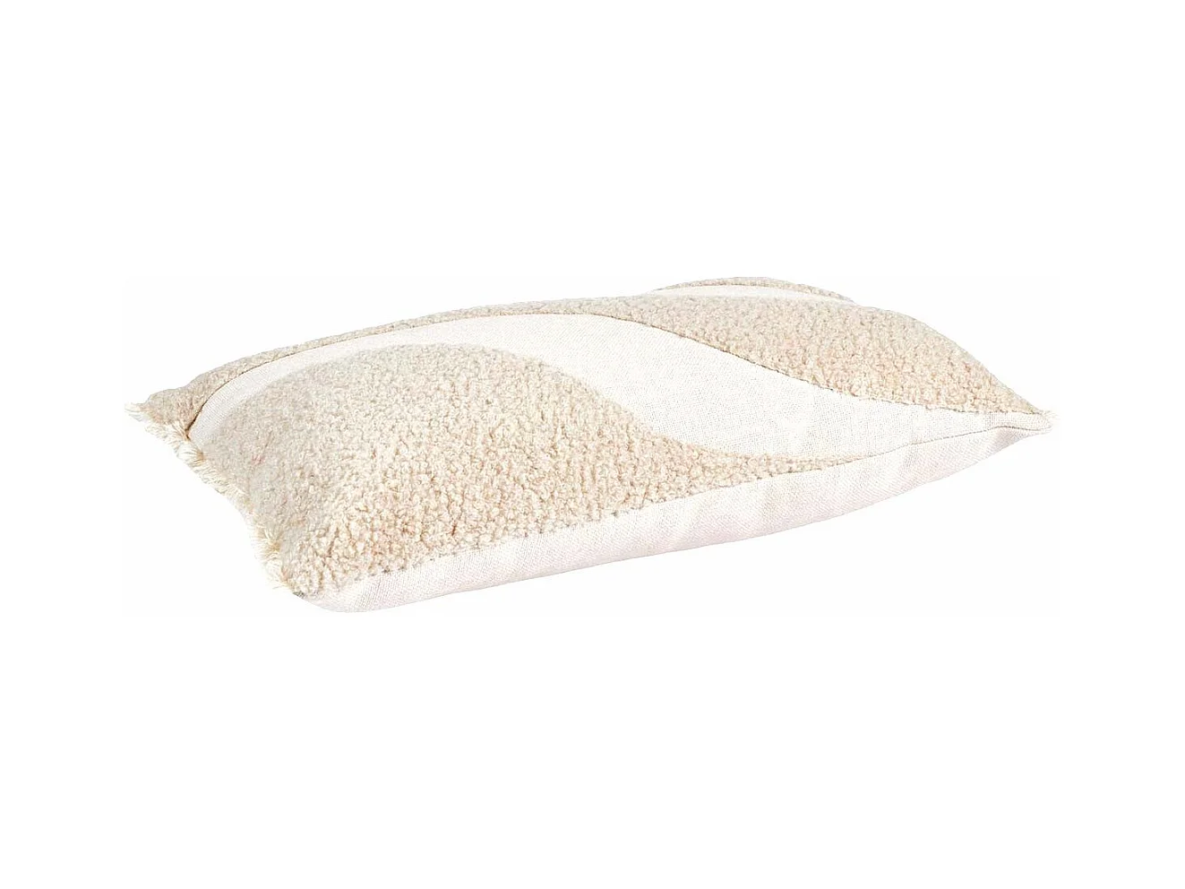 Coussin 30x50cm Beige Tissu Bouclette Motif Vague