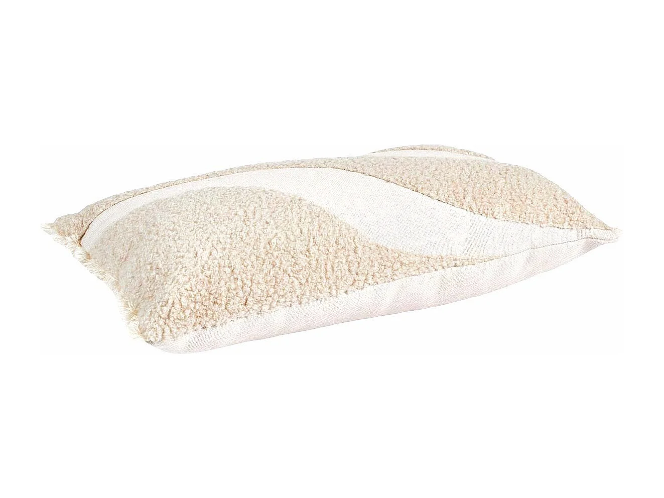 Coussin 30x50cm Beige Tissu Bouclette Motif Vague - HUSY