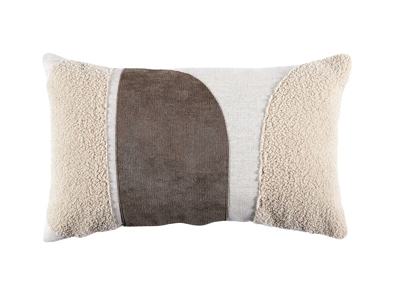 Coussin 30x50cm Crème Motifs Arrondis Marron et Bouclette Déhoussable