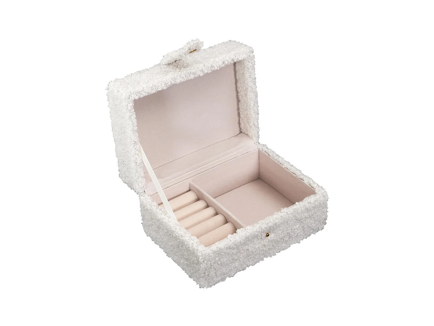 Boîte à bijoux blanc avec finitions bouclettes