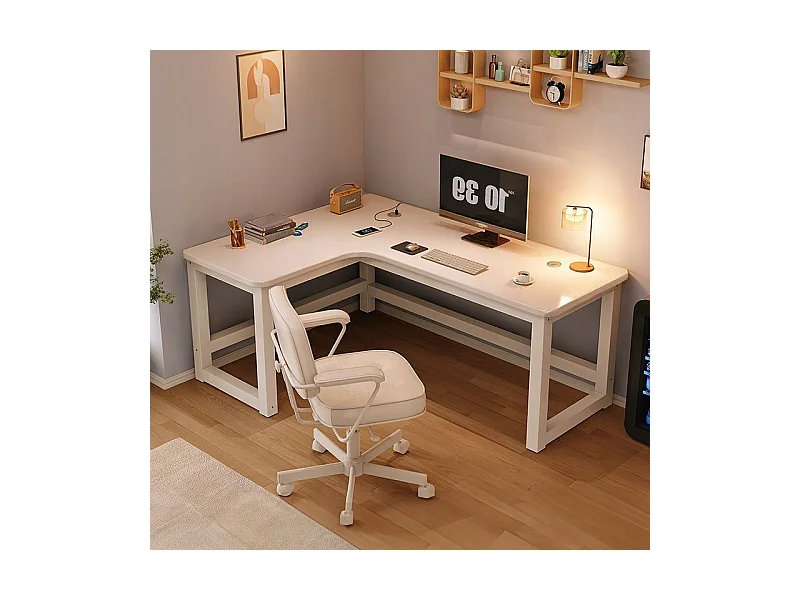 GROSSER MODERNER WEISSER COMPUTER-ECK-GAMING-SCHREIBTISCH 120 CM