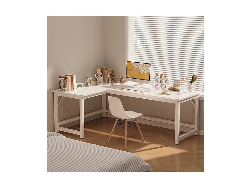 GROSSER MODERNER WEISSER COMPUTER-ECK-GAMING-SCHREIBTISCH 120 CM