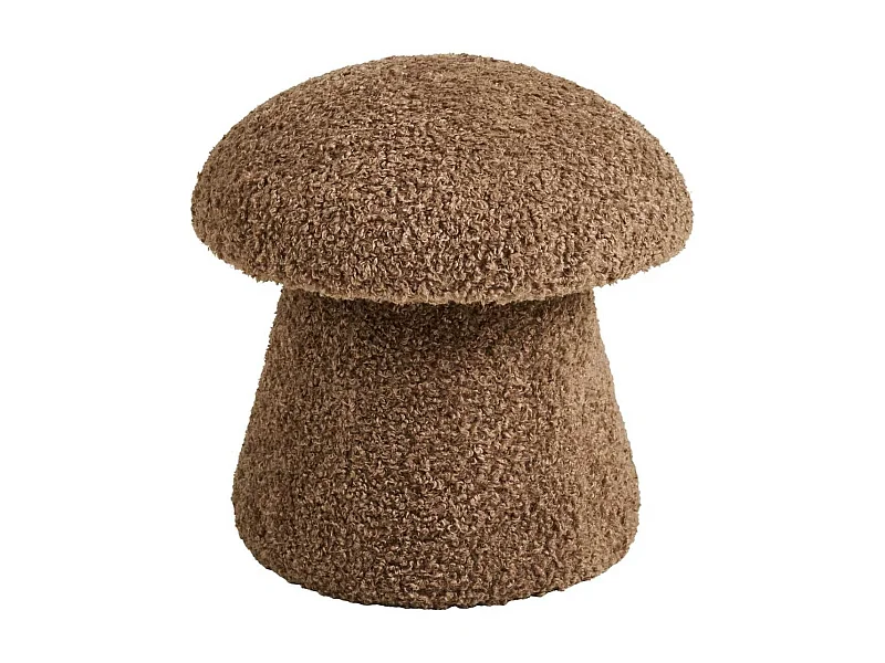 Pouf en tissu bouclette marron forme champignon - BAHO