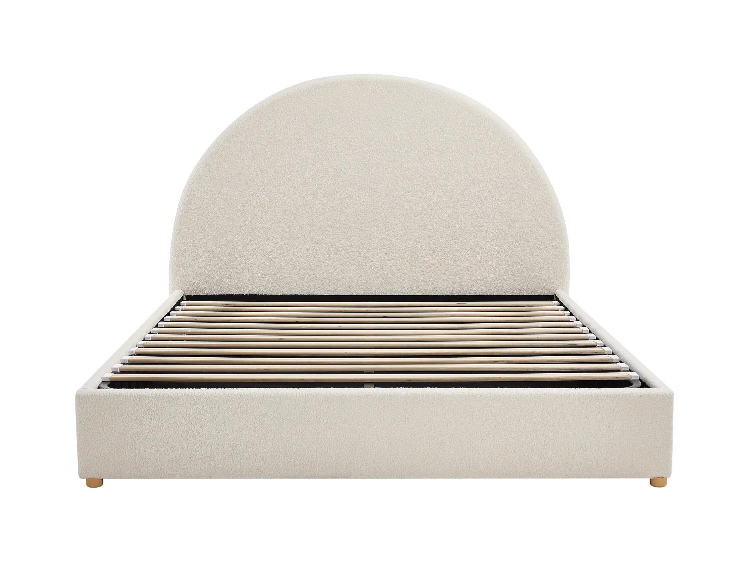 Sengeboks 140 x 190 cm - Bouclette stof – Hvid + Madras – CALIDORYA