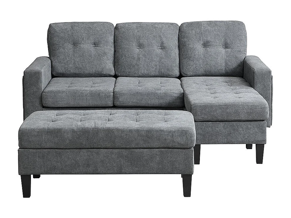 Canapé en L multifonctionnel repose-pieds amovible LED trois places combinaison canapé-lit modulaire gris antique