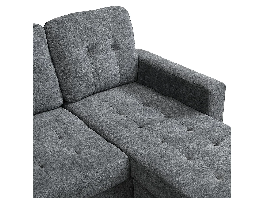 Canapé en L multifonctionnel repose-pieds amovible LED trois places combinaison canapé-lit modulaire gris antique